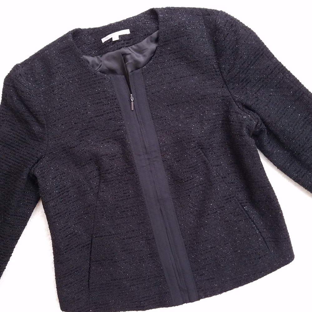 Gap Metallic Cropped Boucle Zip Up Jacket